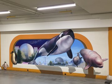 矢場町地下の駐車場 エンゼル駐車場 の動物壁画が可愛いと話題 おいでよ名古屋の食べ歩きログ